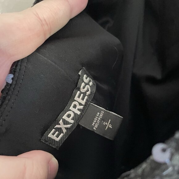 Express Women S Black Sequin Holiday Cocktail Party Open Back Halter Mini Dress - Picture 10 of 11